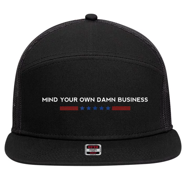 Walz Waltz 2024 Mind Your Own Damn Business 7 Panel Mesh Trucker Snapback Hat