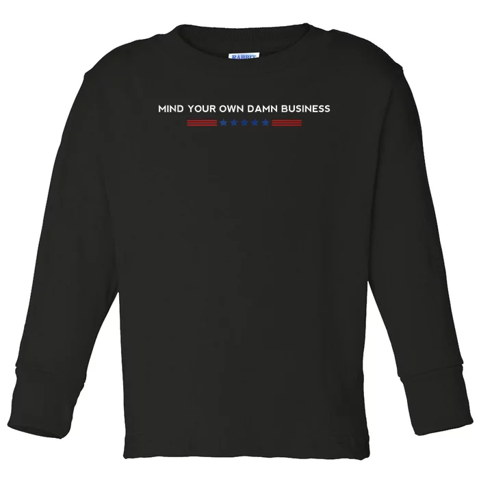 Walz Waltz 2024 Mind Your Own Damn Business Toddler Long Sleeve Shirt