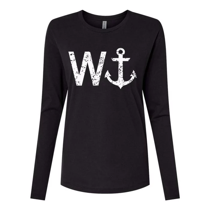 Wanker W Anchor Womens Cotton Relaxed Long Sleeve T-Shirt