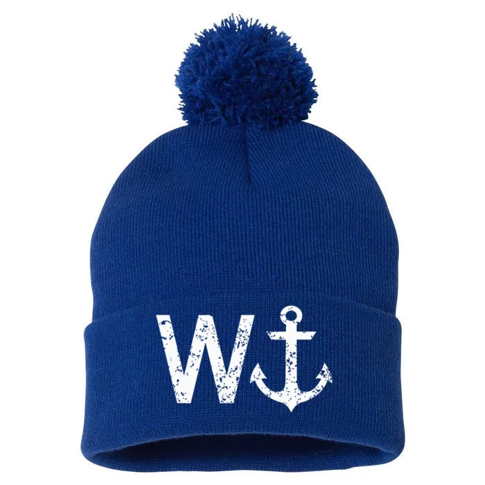 Wanker W Anchor Pom Pom 12in Knit Beanie