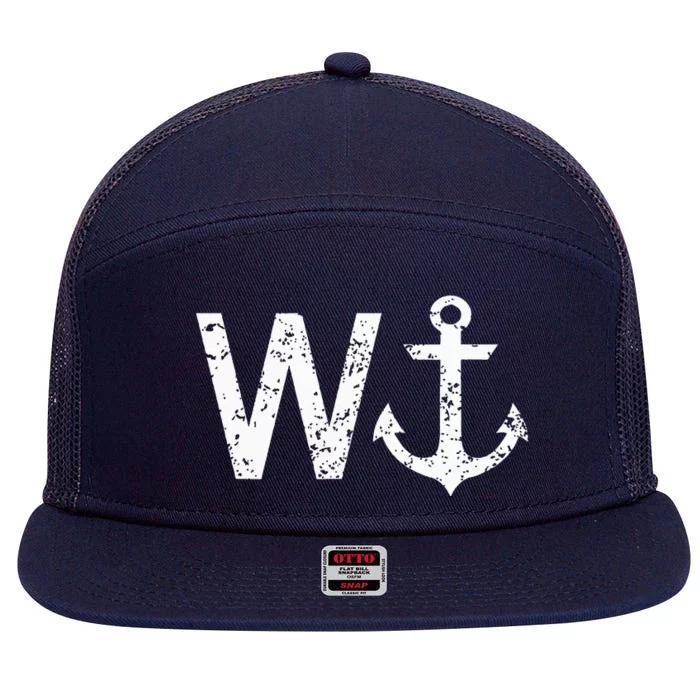 Wanker W Anchor 7 Panel Mesh Trucker Snapback Hat