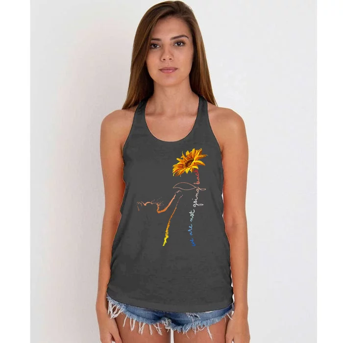 Women We Are Not Going Back Cute Cat Sunflower Kamalaharris Gift Women's Knotted Racerback Tank