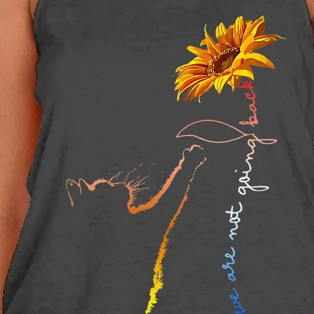 Women We Are Not Going Back Cute Cat Sunflower Kamalaharris Gift Women's Knotted Racerback Tank