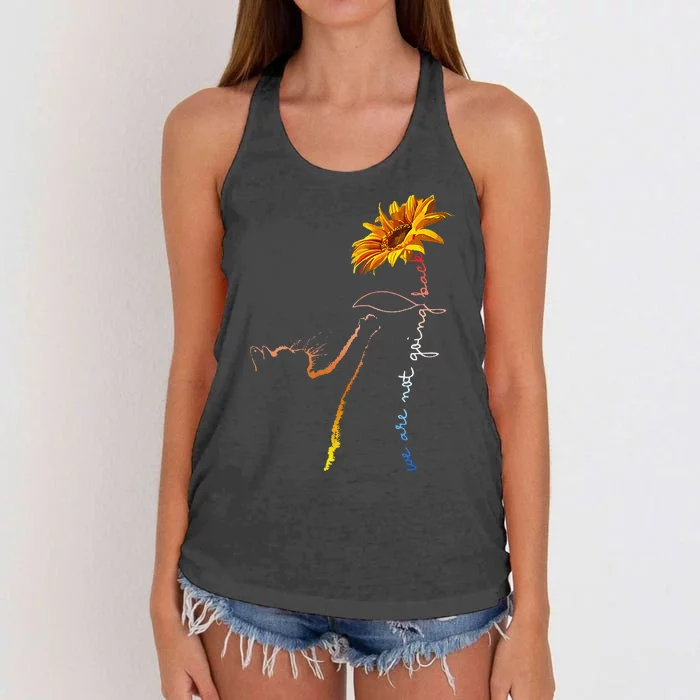 Women We Are Not Going Back Cute Cat Sunflower Kamalaharris Gift Women's Knotted Racerback Tank