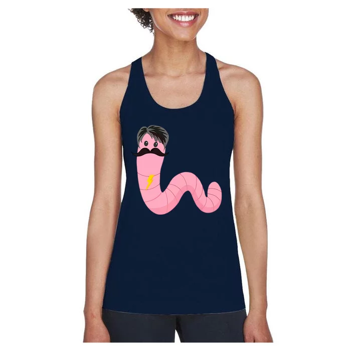 Worm With A Mustache James Tom Ariana Reality Women's Racerback Tank