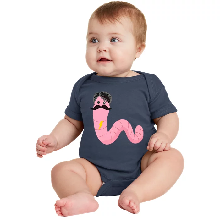 Worm With A Mustache James Tom Ariana Reality Baby Bodysuit