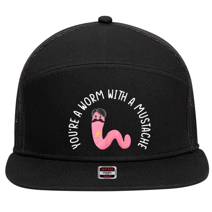 Worm With A Mustache James Tom Ariana Reality Funny Matching 7 Panel Mesh Trucker Snapback Hat