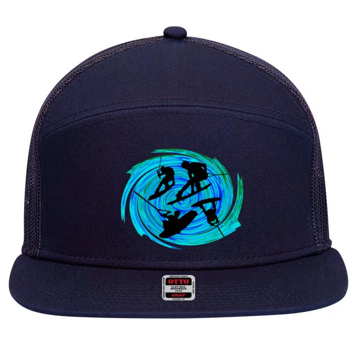 Wakeboarding 7 Panel Mesh Trucker Snapback Hat