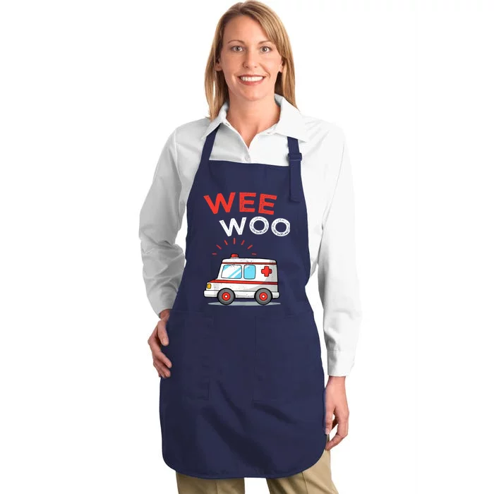 Wee Woo Ambulance Amr Funny Ems Emt Paramedic Full-Length Apron With Pocket