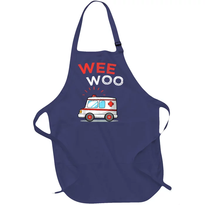 Wee Woo Ambulance Amr Funny Ems Emt Paramedic Full-Length Apron With Pocket