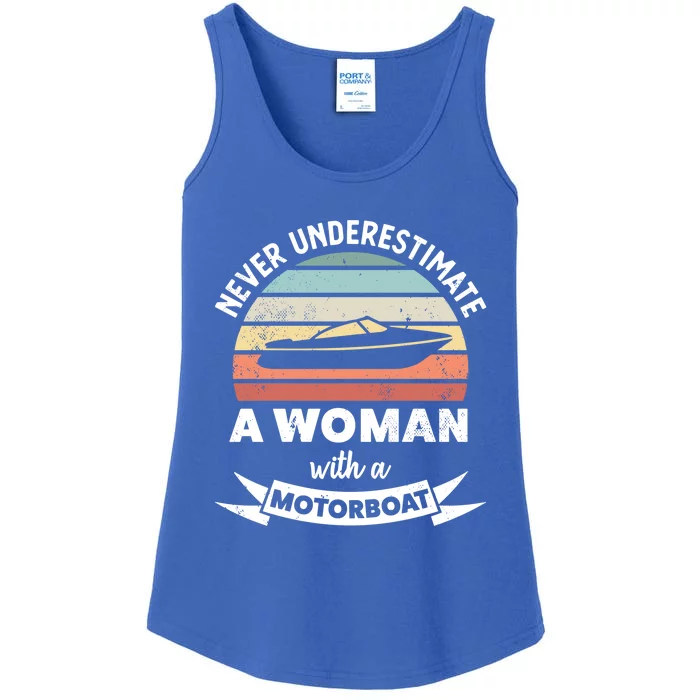 Wo With A Motorboat Funny Boating Gift Mom Gift Ladies Essential Tank