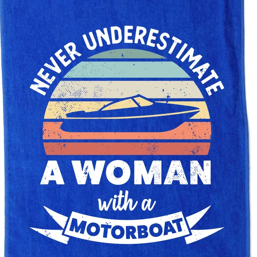 Wo With A Motorboat Funny Boating Gift Mom Gift Platinum Collection Golf Towel