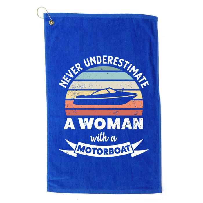 Wo With A Motorboat Funny Boating Gift Mom Gift Platinum Collection Golf Towel