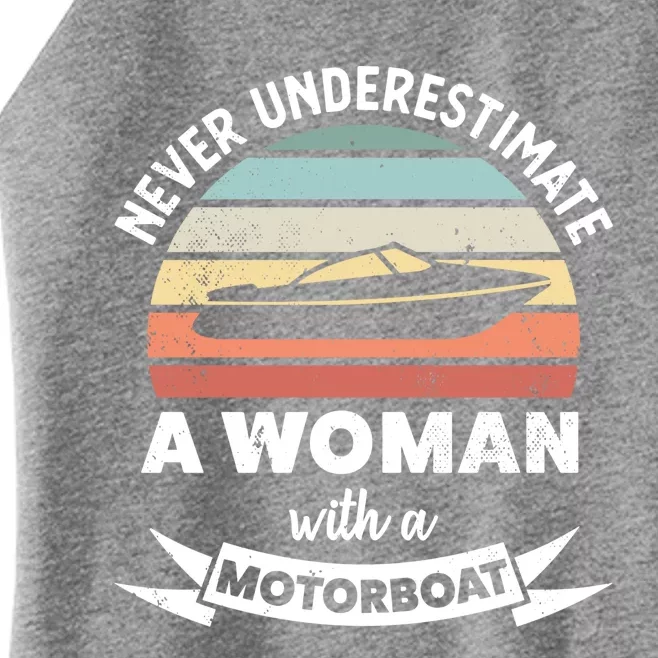 Wo With A Motorboat Funny Boating Gift Mom Gift Women’s Perfect Tri Rocker Tank