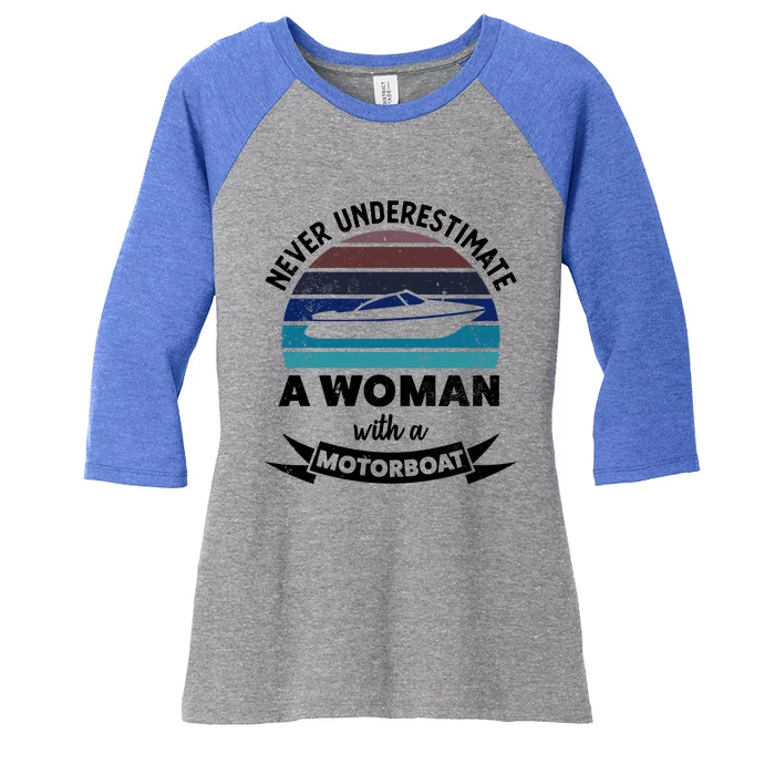 Wo With A Motorboat Funny Boating Funny Gift Mom Cute Gift Women's Tri-Blend 3/4-Sleeve Raglan Shirt