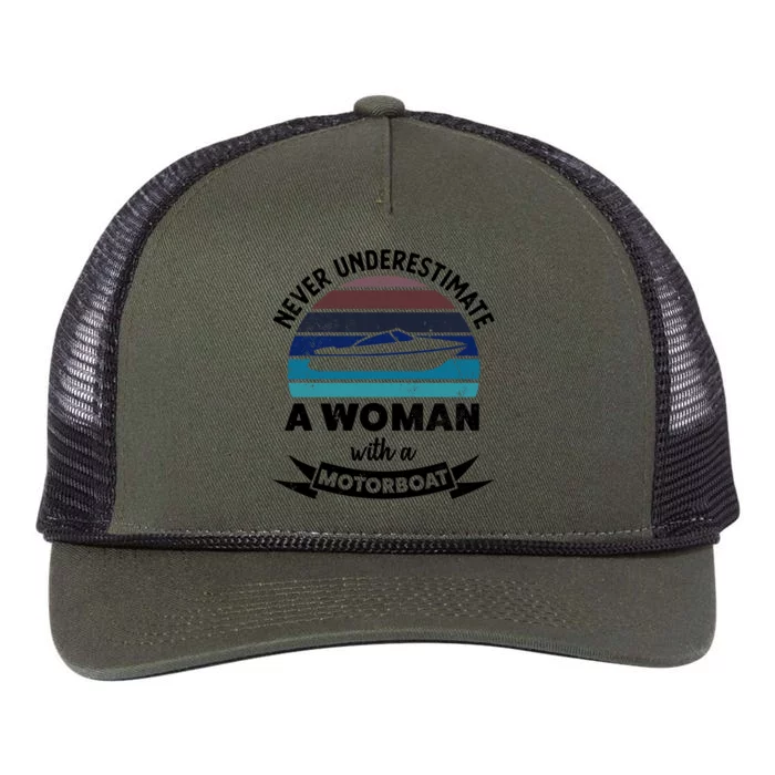 Wo With A Motorboat Funny Boating Funny Gift Mom Cute Gift Retro Rope Trucker Hat Cap