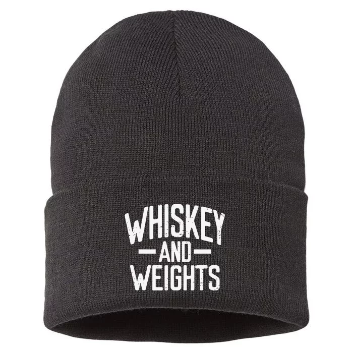 Weightlifting Whiskey And Weights Workout Gym Lovers Sustainable Knit Beanie