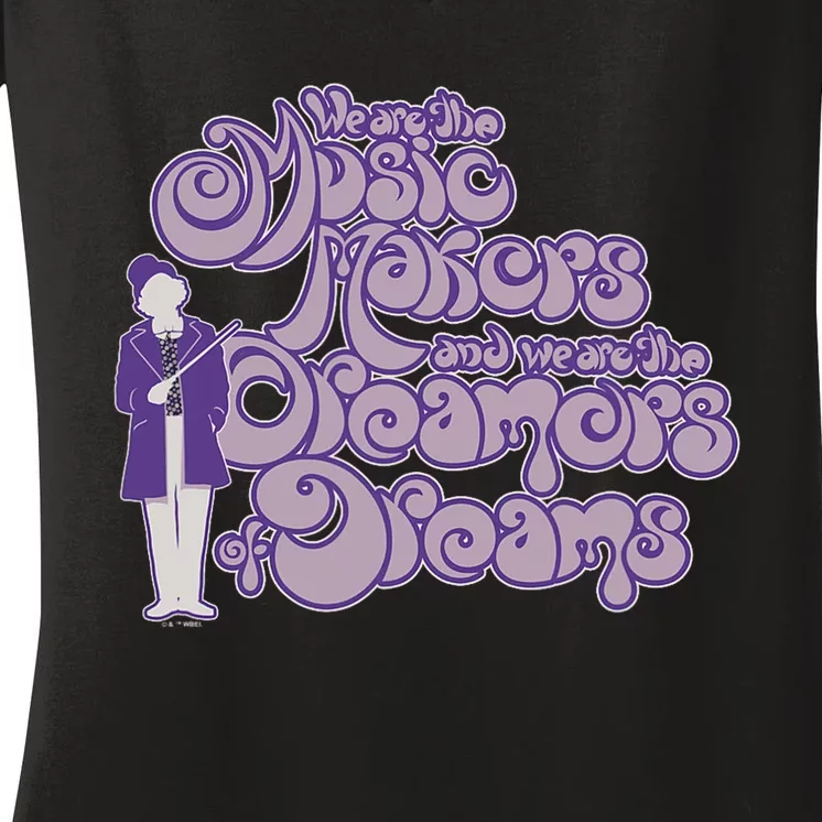 W.I.L.L.Y W.O.N.K.A And The Chocolate Factory Music Makers Gum Font Women's V-Neck T-Shirt