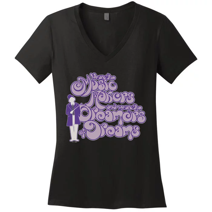 W.I.L.L.Y W.O.N.K.A And The Chocolate Factory Music Makers Gum Font Women's V-Neck T-Shirt