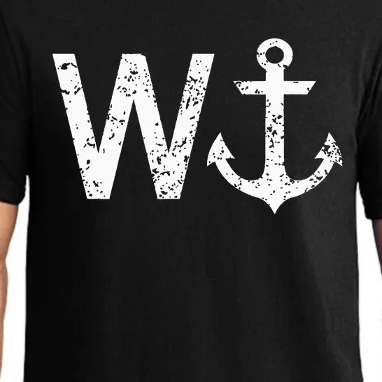 Wanker W Anchor Funny Nautical Insult Wordplay Cruise Sail Pajama Set