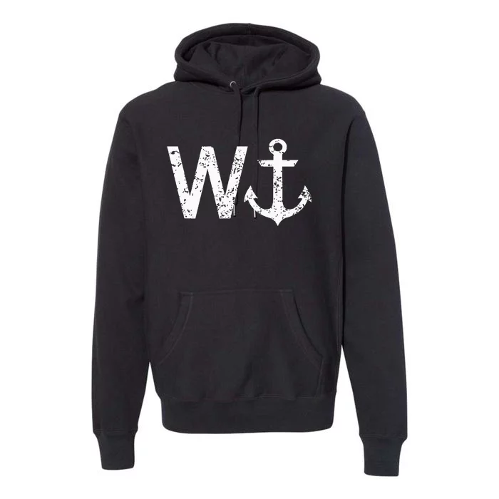 Wanker W Anchor Funny Nautical Insult Wordplay Cruise Sail Premium Hoodie