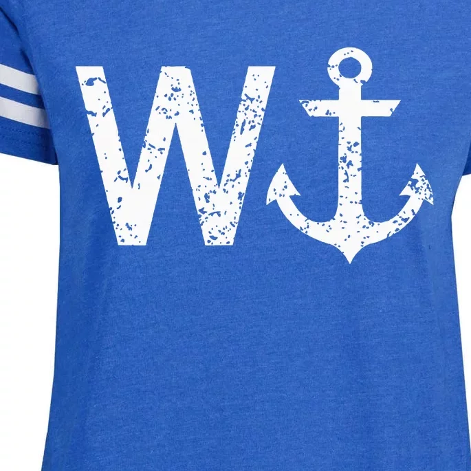 Wanker W Anchor Funny Nautical Insult Wordplay Cruise Sail Enza Ladies Jersey Football T-Shirt