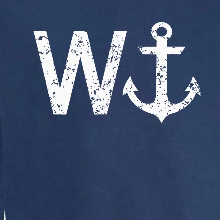 Wanker W Anchor Funny Nautical Insult Wordplay Cruise Sail Garment-Dyed Sweatshirt