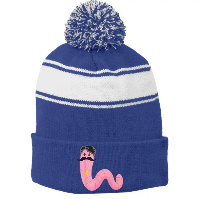 Worm With A Mustache James Tom Ariana Reality Stripe Pom Pom Beanie