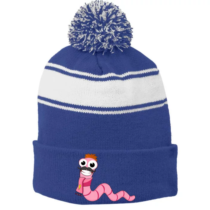 Worm With A Mustache James Tom Ariana Reality Stripe Pom Pom Beanie