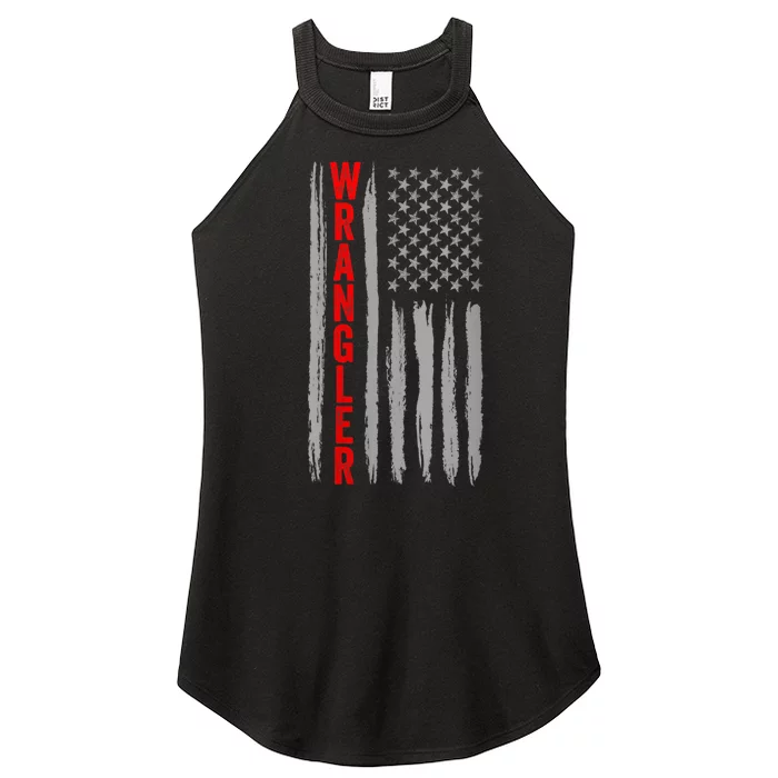 Wo Wrangler American Flag US Wrangler USA Flag Women’s Perfect Tri Rocker Tank