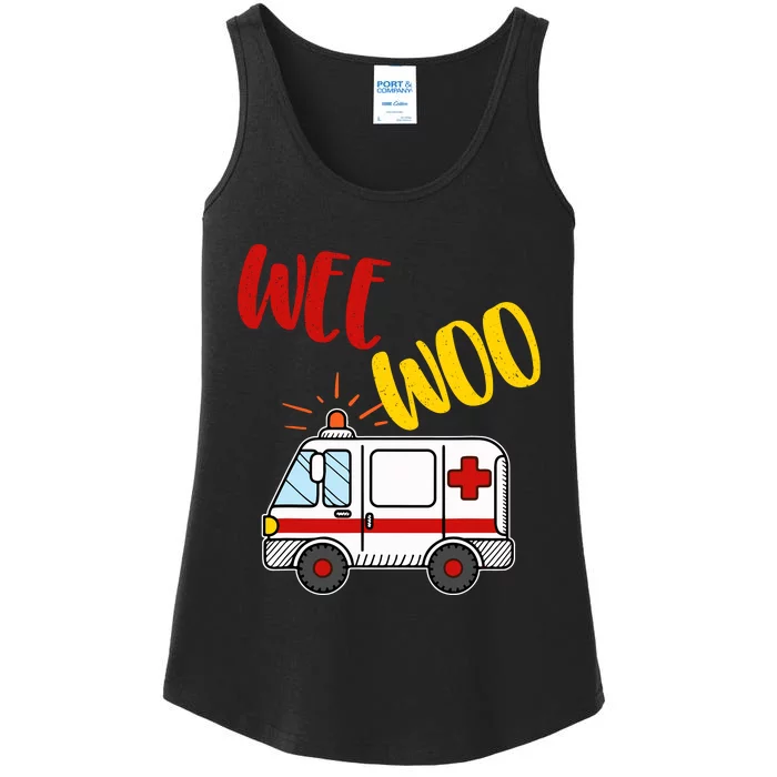 Wee Woo Ambulance Amr Funny Ems Emt Paramedic Gift Ladies Essential Tank