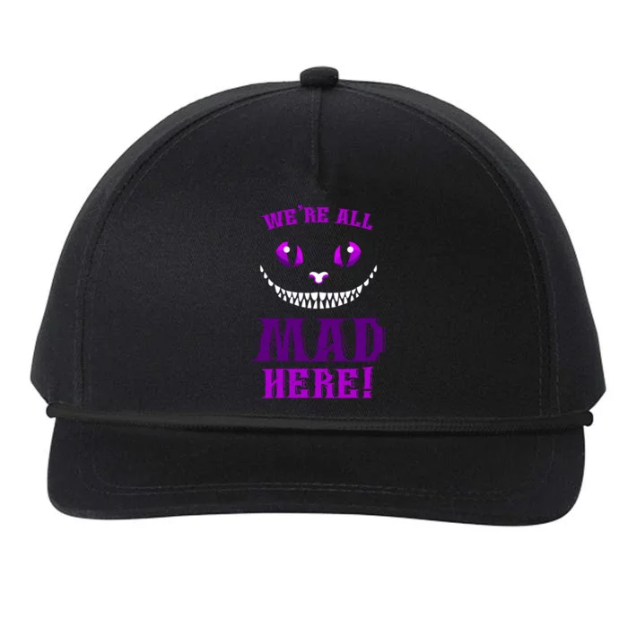 Womens We're All Mad Here Grinning Cheshire Cat Wonderland Snapback Five-Panel Rope Hat