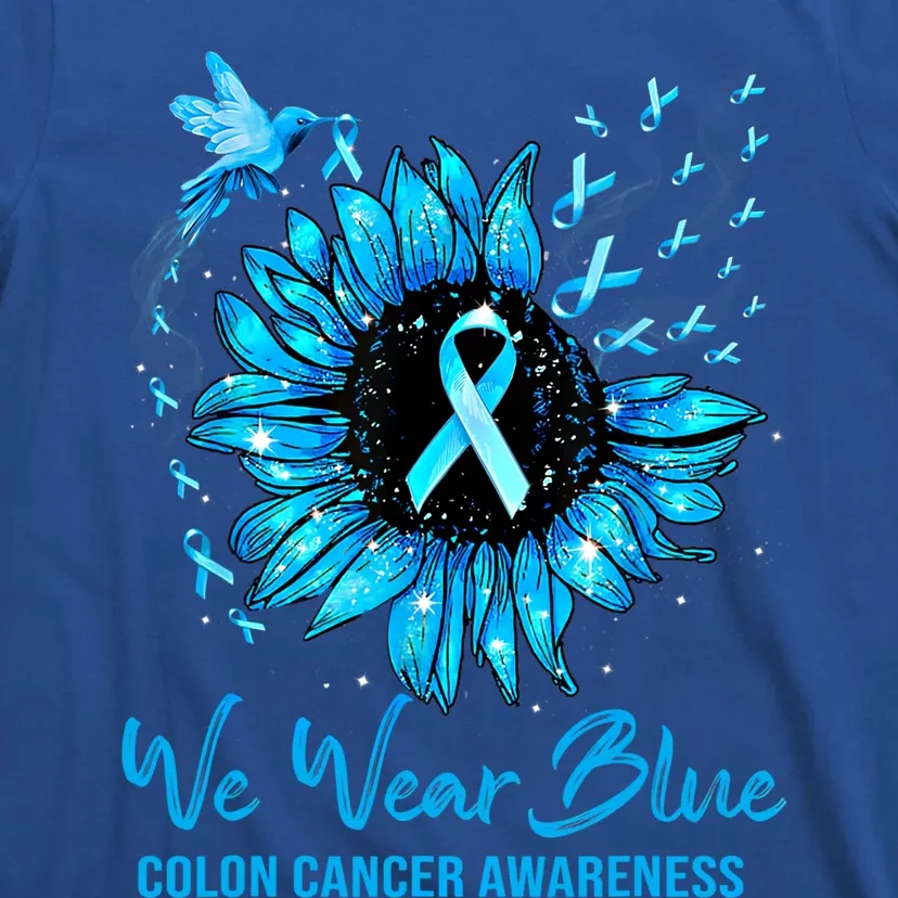 We Wear Blue Colon Cancer Awareness Ribbon Sunflower Gift T-Shirt