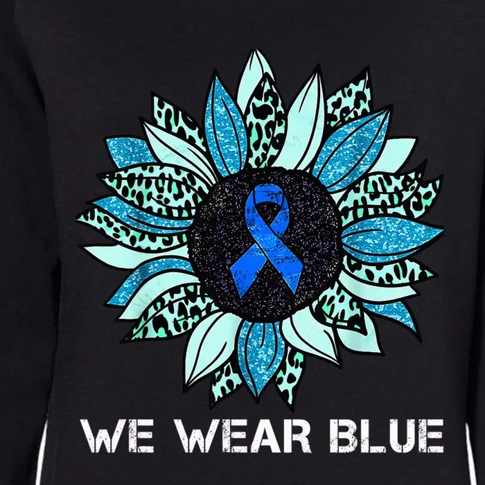 We Wear Blue Colon Cancer Awareness Month Ribbon Sunflower Womens California Wash Sweatshirt