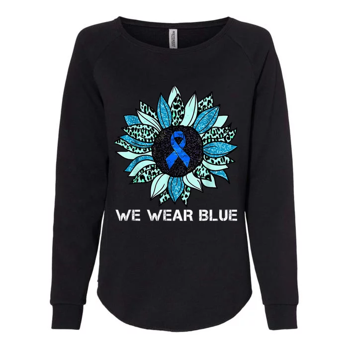 We Wear Blue Colon Cancer Awareness Month Ribbon Sunflower Womens California Wash Sweatshirt