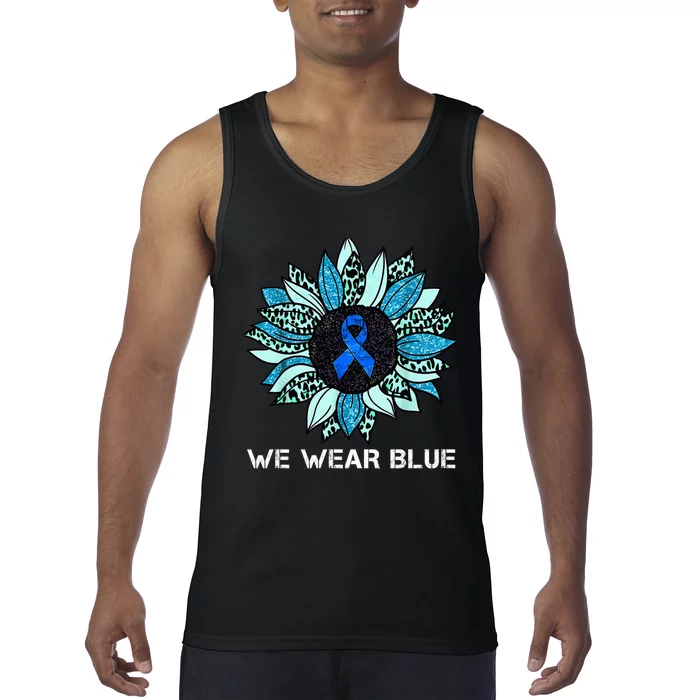 We Wear Blue Colon Cancer Awareness Month Ribbon Sunflower Tank Top