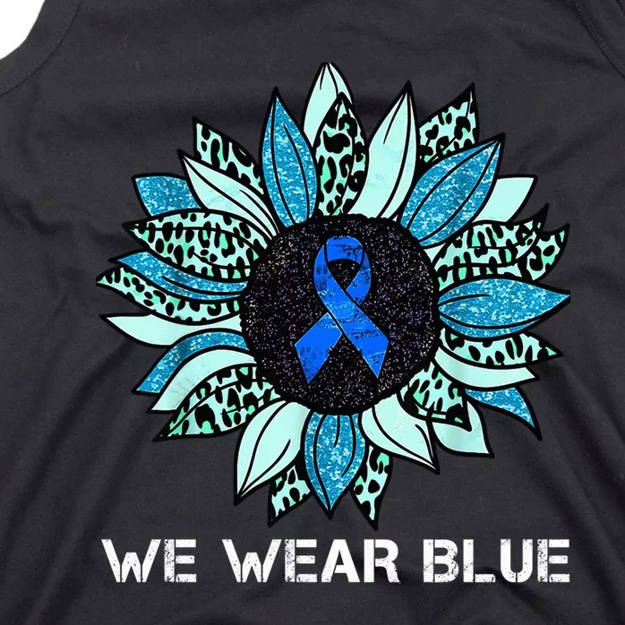 We Wear Blue Colon Cancer Awareness Month Ribbon Sunflower Tank Top