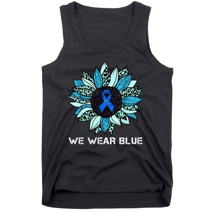 We Wear Blue Colon Cancer Awareness Month Ribbon Sunflower Tank Top