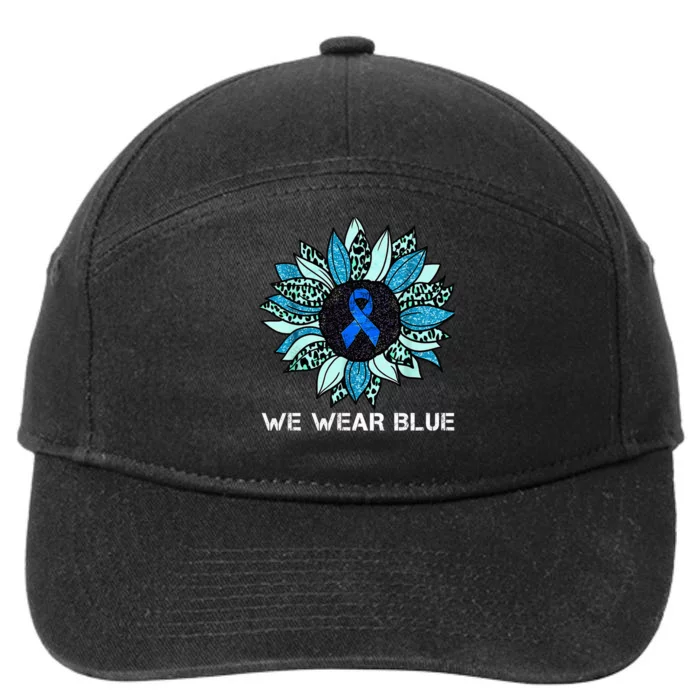 We Wear Blue Colon Cancer Awareness Month Ribbon Sunflower 7-Panel Snapback Hat