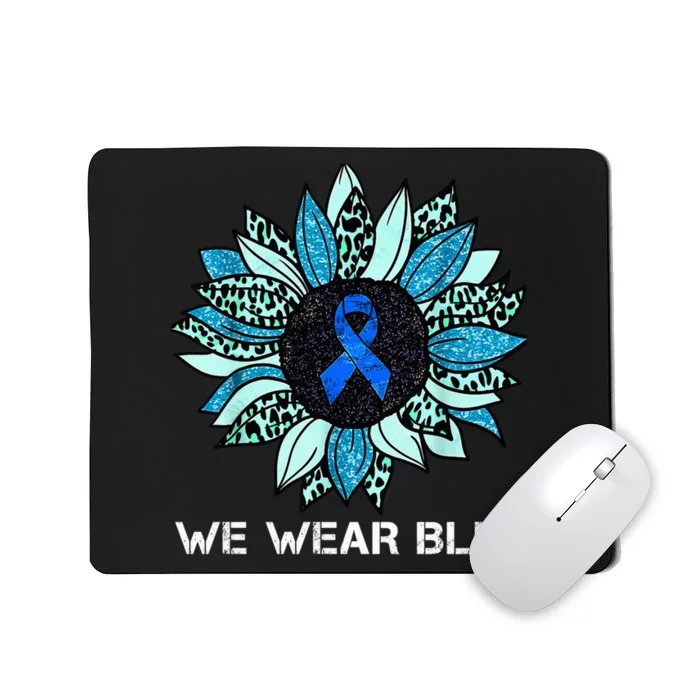 We Wear Blue Colon Cancer Awareness Month Ribbon Sunflower Mousepad