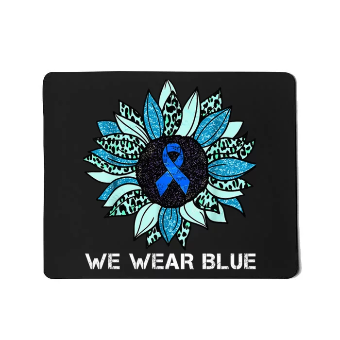 We Wear Blue Colon Cancer Awareness Month Ribbon Sunflower Mousepad