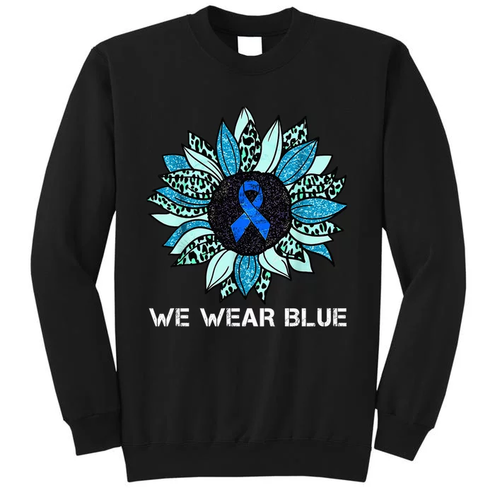 We Wear Blue Colon Cancer Awareness Month Ribbon Sunflower Tall Sweatshirt