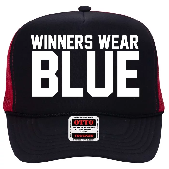 Winners Wear Blue Game Competition High Crown Mesh Trucker Hat