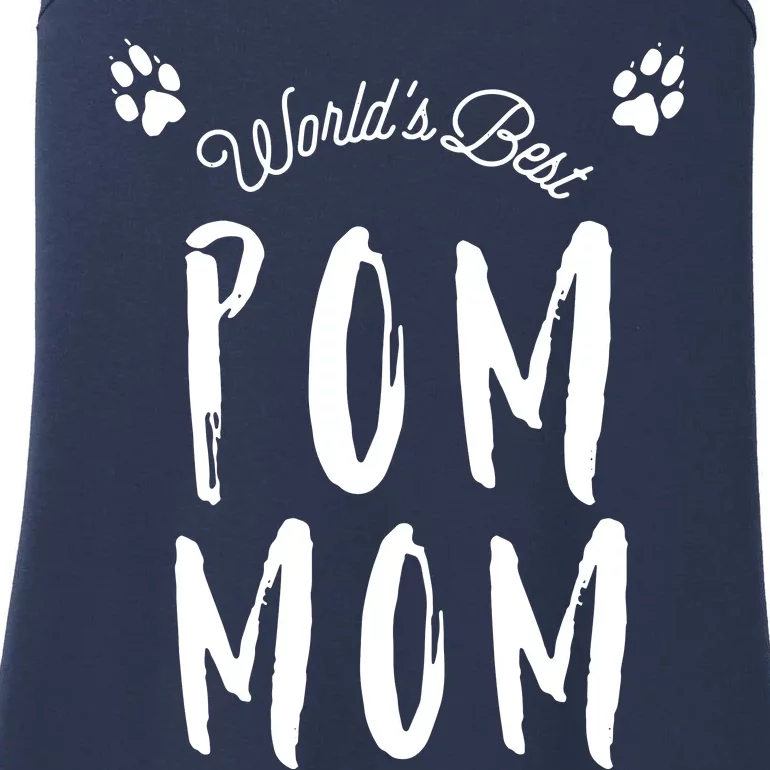 Womens Worlds Best Pom Mom Cute For Pomeranian Dog Moms Ladies Essential Tank