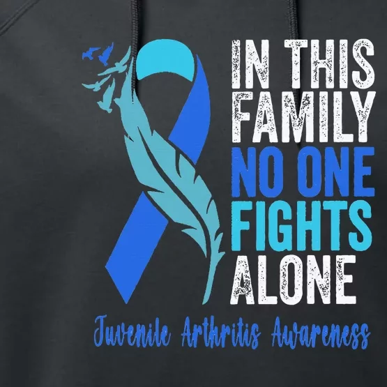 We Wear Blue Riboon For Juvenile Arthritis Awareness Month. Performance Fleece Hoodie