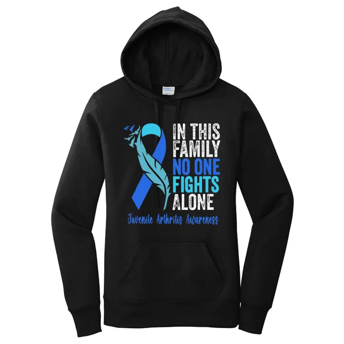 We Wear Blue Riboon For Juvenile Arthritis Awareness Month. Women's Pullover Hoodie