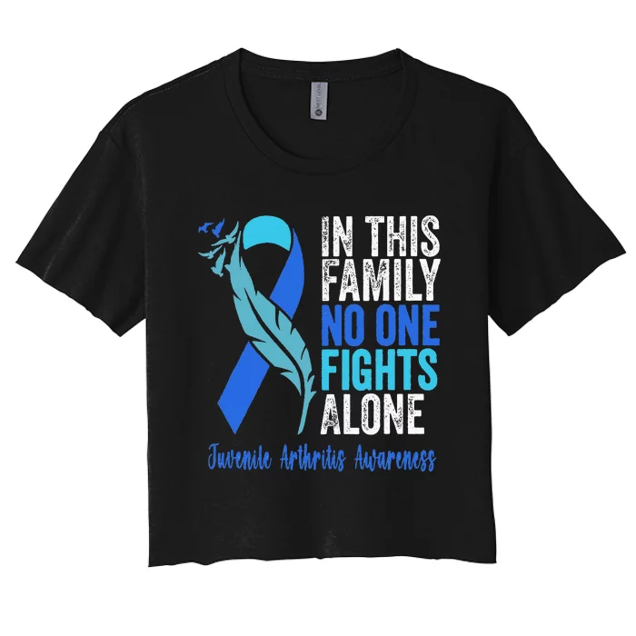 We Wear Blue Riboon For Juvenile Arthritis Awareness Month. Women's Crop Top Tee