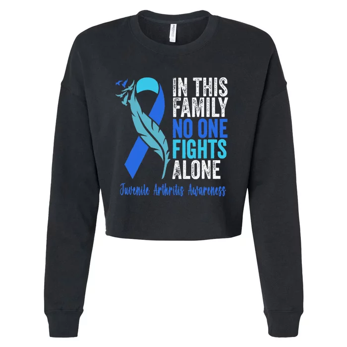 We Wear Blue Riboon For Juvenile Arthritis Awareness Month. Cropped Pullover Crew