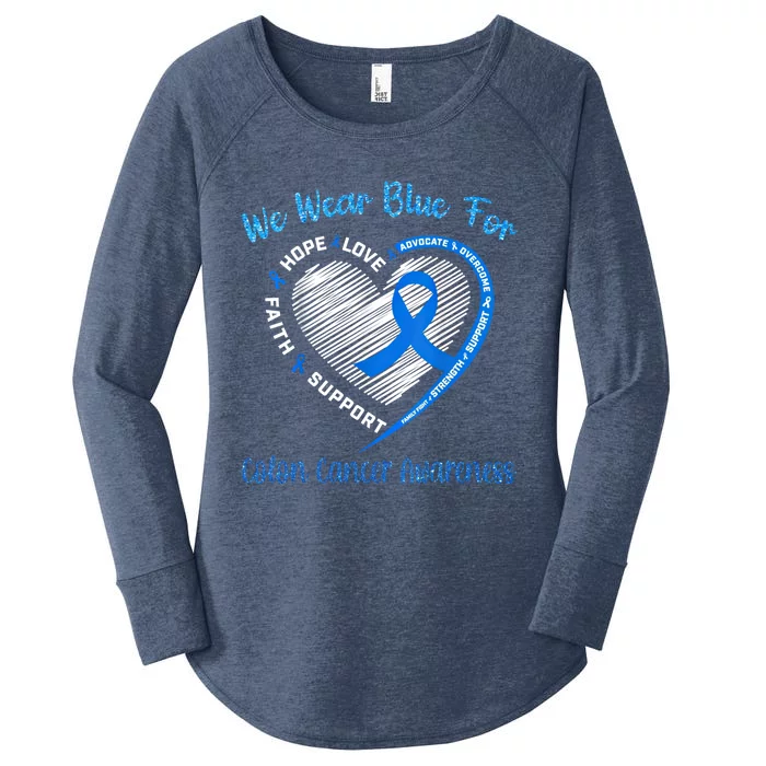 We Wear Blue For Colorectal Colon Cancer Awareness Gift Women's Perfect Tri Tunic Long Sleeve Shirt