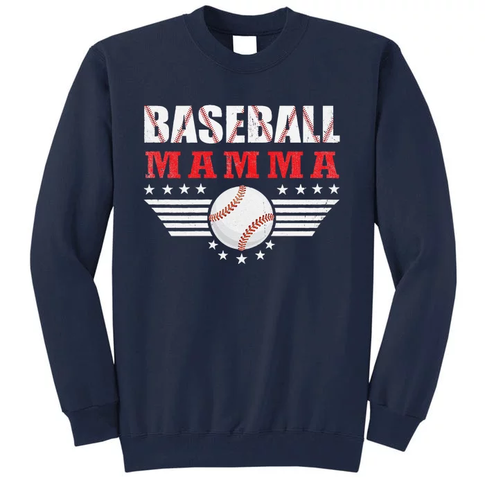 Womens Women's Baseball Mamma Funny Ball Mamma Mother's Day Gifts Tall Sweatshirt